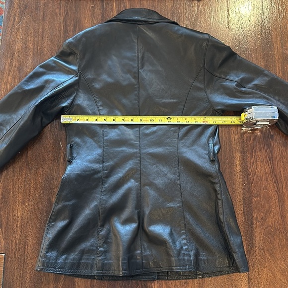 David 2 Florence Italian Women's Black Leather Jacket blazer fits like Small EUC - Picture 4 of 6